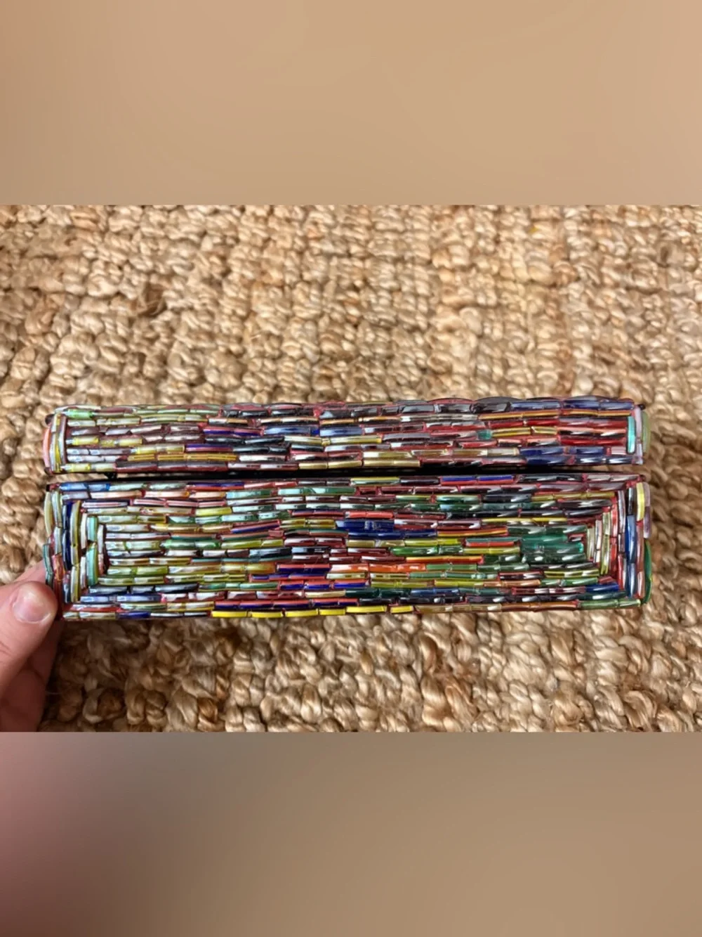 Colorful Handwoven Rectangular Trinket Box - Picture 8 of 8